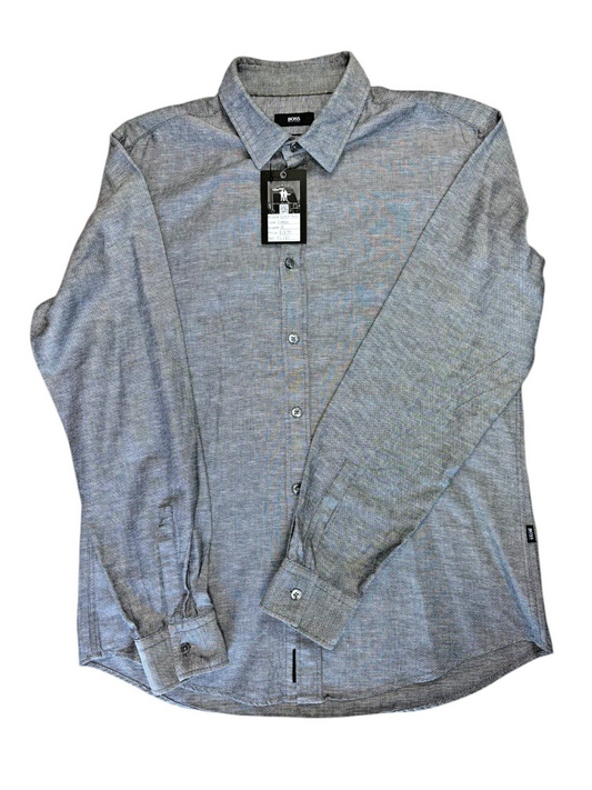 Pre Loved - Hugo Boss Long Sleeve Shirt - Slim Fit Cotton Linen (PL182) - Gentlemens Resale