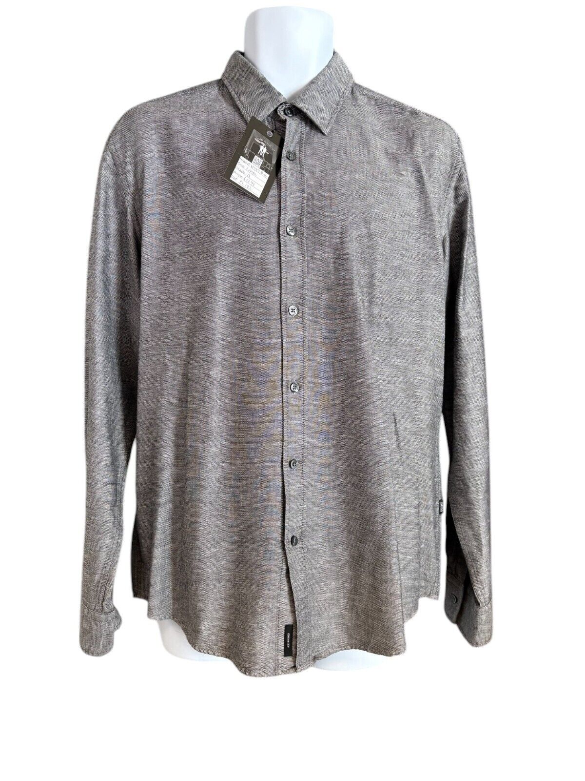 Pre Loved - Hugo Boss Long Sleeve Shirt - Slim Fit Cotton Linen (PL182)