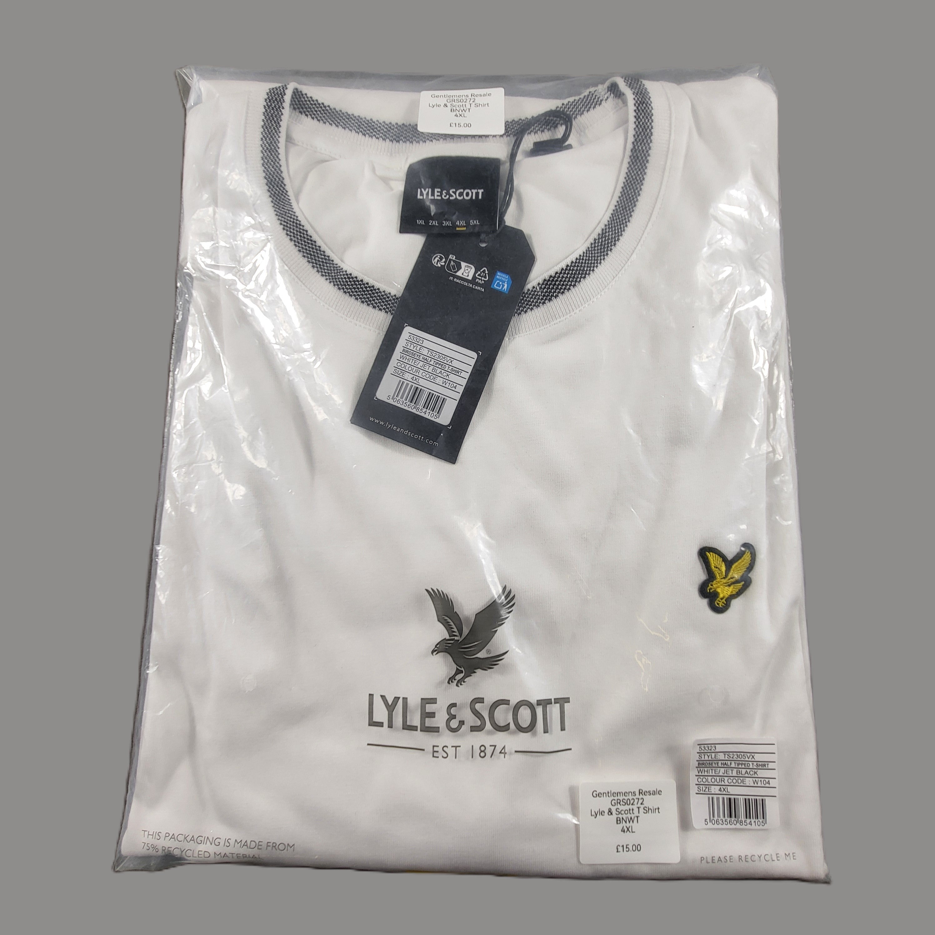 Lyle & Scott Birdseye Half Tip T-Shirt - Gentlemens Resale