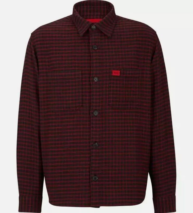 HUGO Boss Oversized Check Flannel Shirt Overshirt
