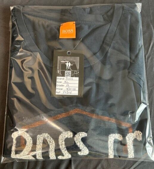 Pre-Loved Navy Boss Orange T-Shirt - (PL328) - Gentlemens Resale