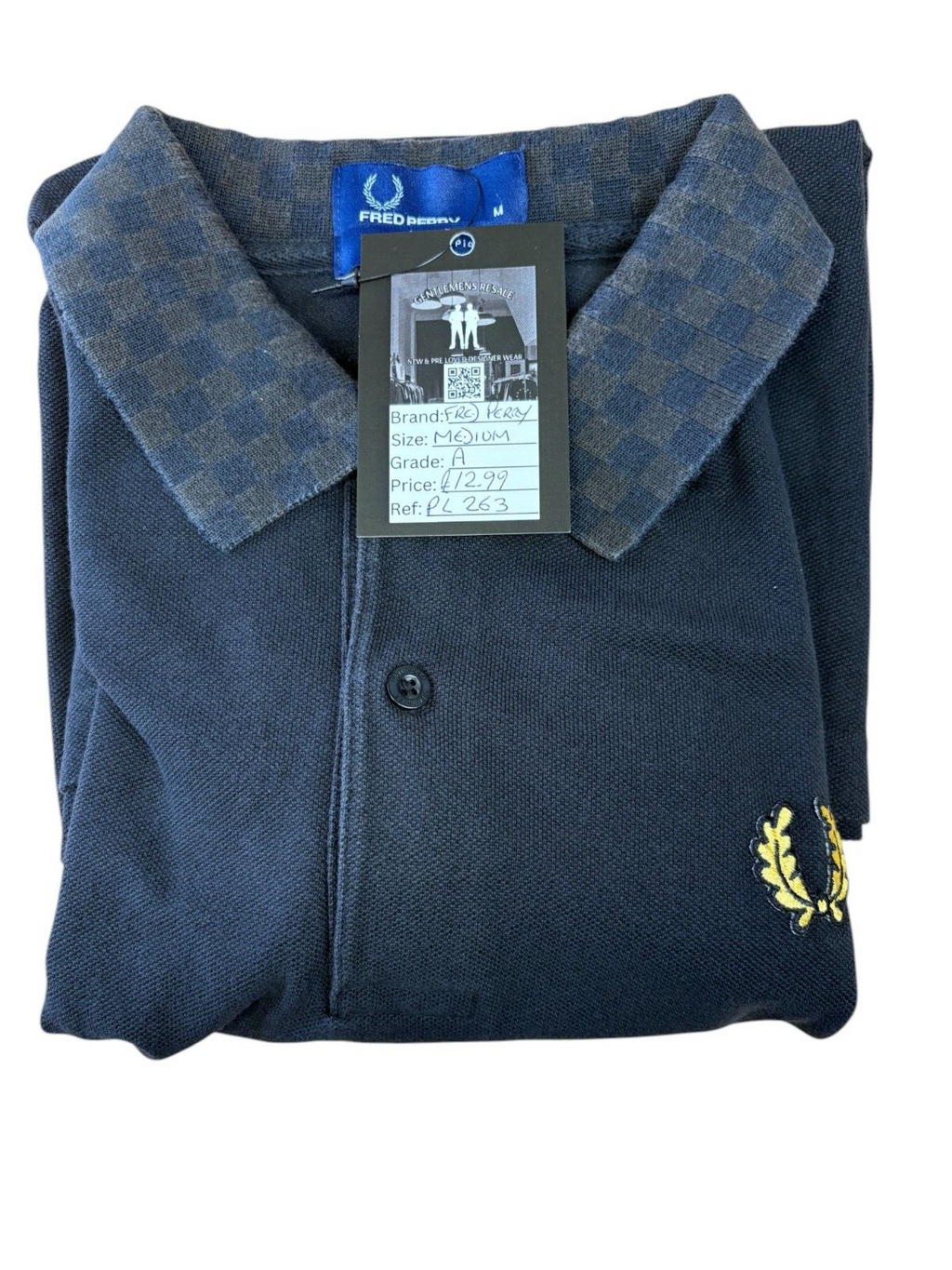 Pre Loved - Fred Perry polo with checked collar - PL263 - Gentlemens Resale