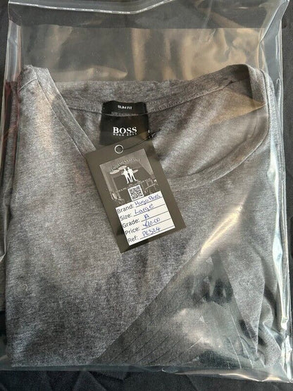 Pre-Loved - Hugo Boss Slim Fit T-Shirt with dark grey geometric design (PL324) - Gentlemens Resale