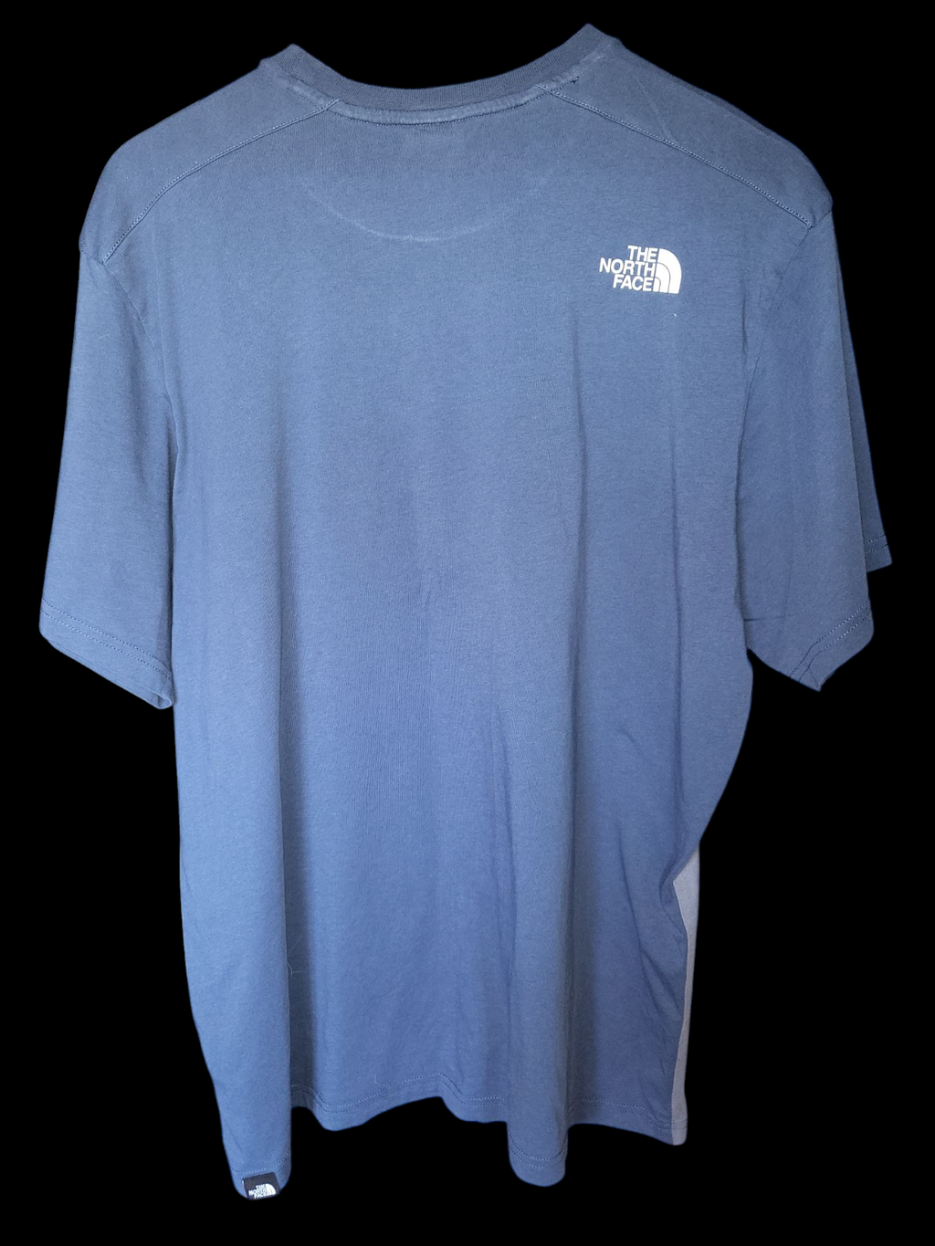 Blue The North Face men's T-shirt, short sleeve, logo on back, casual designer clothing