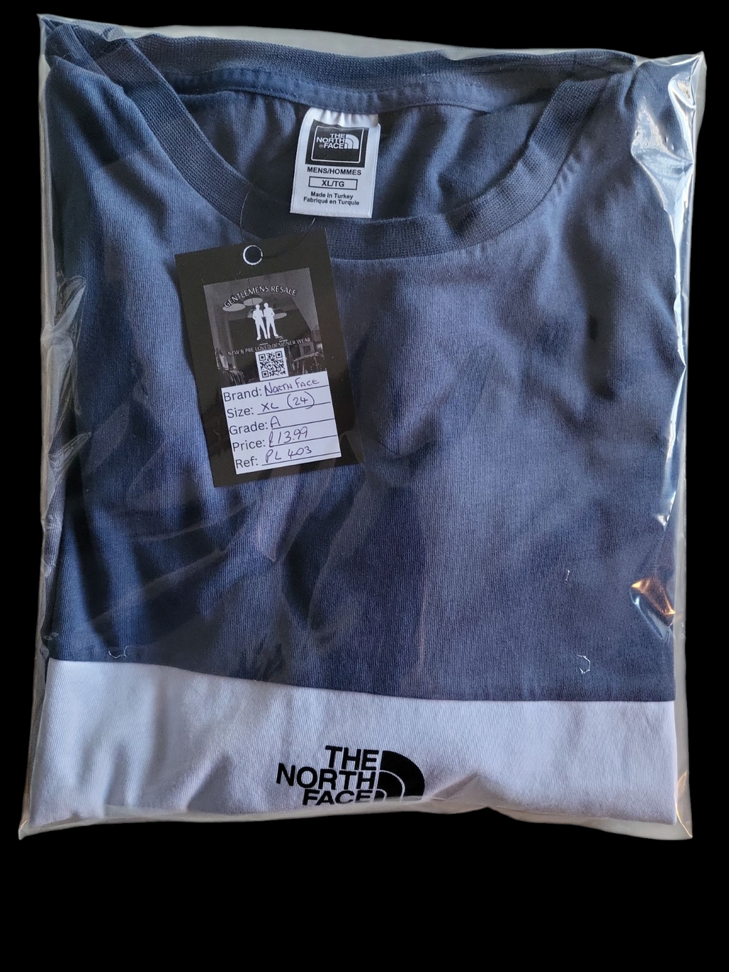 North Face men's blue t-shirt XL, new in packaging with price tag, designer clothing