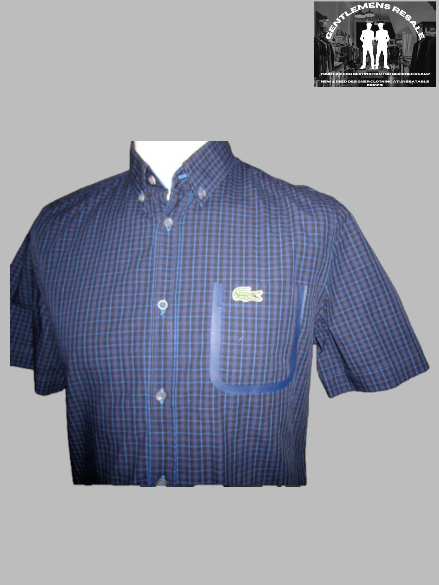 Pre Loved - Lacoste short sleeve check shirt with breast pocket (PL94) - Gentlemens Resale