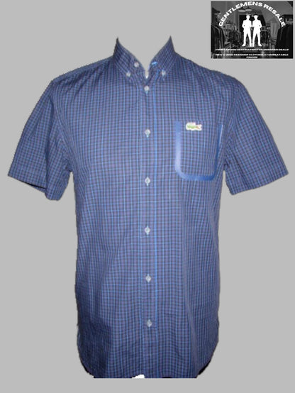 Pre Loved - Lacoste short sleeve check shirt with breast pocket (PL94) - Gentlemens Resale