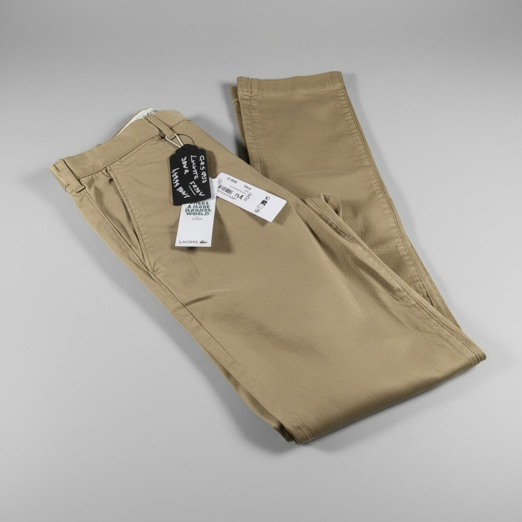 Lacoste Sand Chino Trousers – New, Multiple Sizes (RRP £125) - Gentlemens Resale