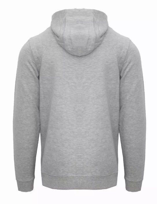 Gentlemens Resale Aquascutum grey pullover hoodie, back view showing soft cotton blend fabric and relaxed fit.