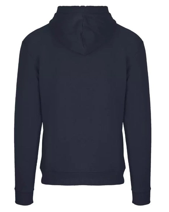 Gentlemens Resale navy Aquascutum pullover hoodie, back view showing minimalist cotton blend design.